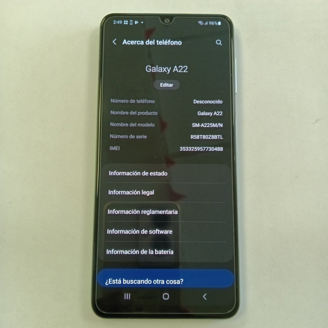 CELULAR SAMSUNG GALAXY A22 SM-A225M/N 128 GB 4 GB RAM (SEMINUEVO)