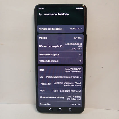 CELULAR HONOR 90 REA-NX9 (2023) 512 GB 12 GB RAM (SEMINUEVO)