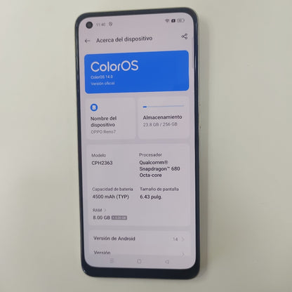 CELULAR OPPO  RENO7 CPH2363 (2022) 256 GB 8 GB RAM (SEMINUEVO)