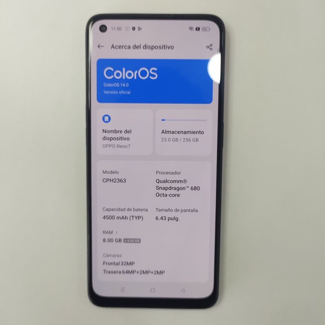 CELULAR OPPO  RENO7 CPH2363 (2022) 256 GB 8 GB RAM (SEMINUEVO)