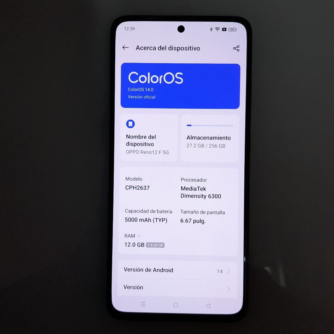 CELULAR OPPO  RENO 12F 5G CPH2637 256 GB 12 GB RAM (SEMINUEVO)