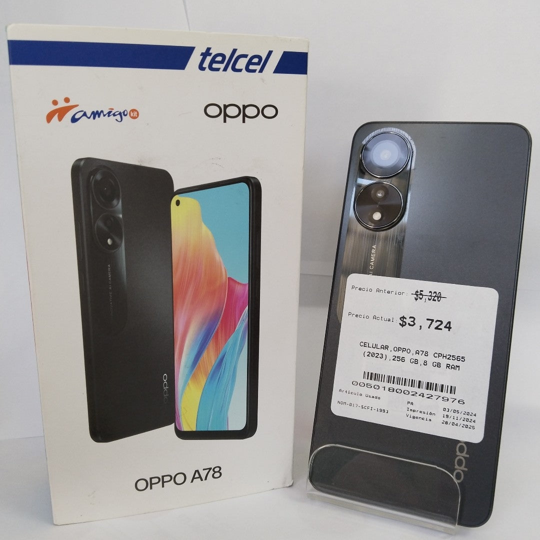 CELULAR OPPO  A78 CPH2565 (2023) 256 GB 8 GB RAM (SEMINUEVO)