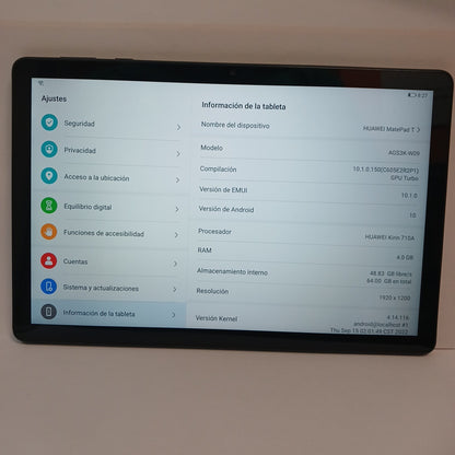 TABLETA HUAWEI MATEPAD T 10S AGS3K-W09 64 GB 4 GB RAM (SEMINUEVO)
