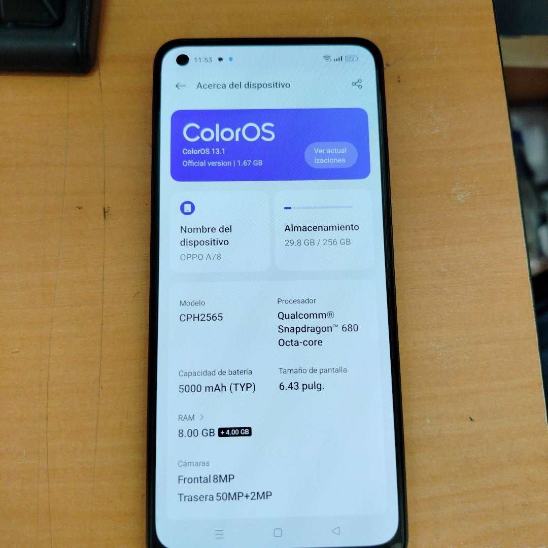 CELULAR OPPO  A78 CPH2565 (2023) 256 GB 8 GB RAM (SEMINUEVO)