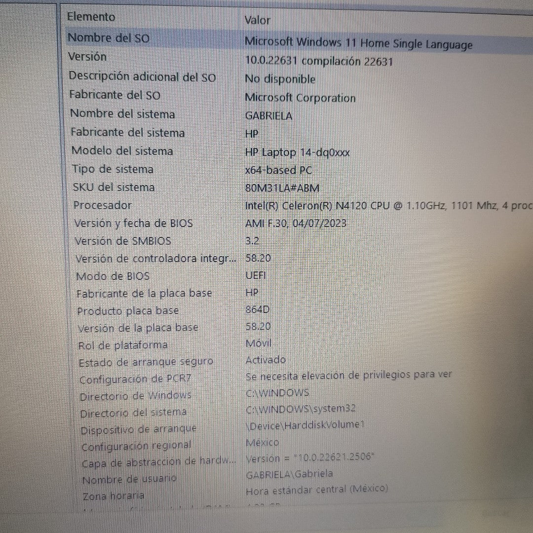 LAPTOP HP 14-DQ0519LA (2023) 128 GB SSD 4 GB RAM (SEMINUEVO)