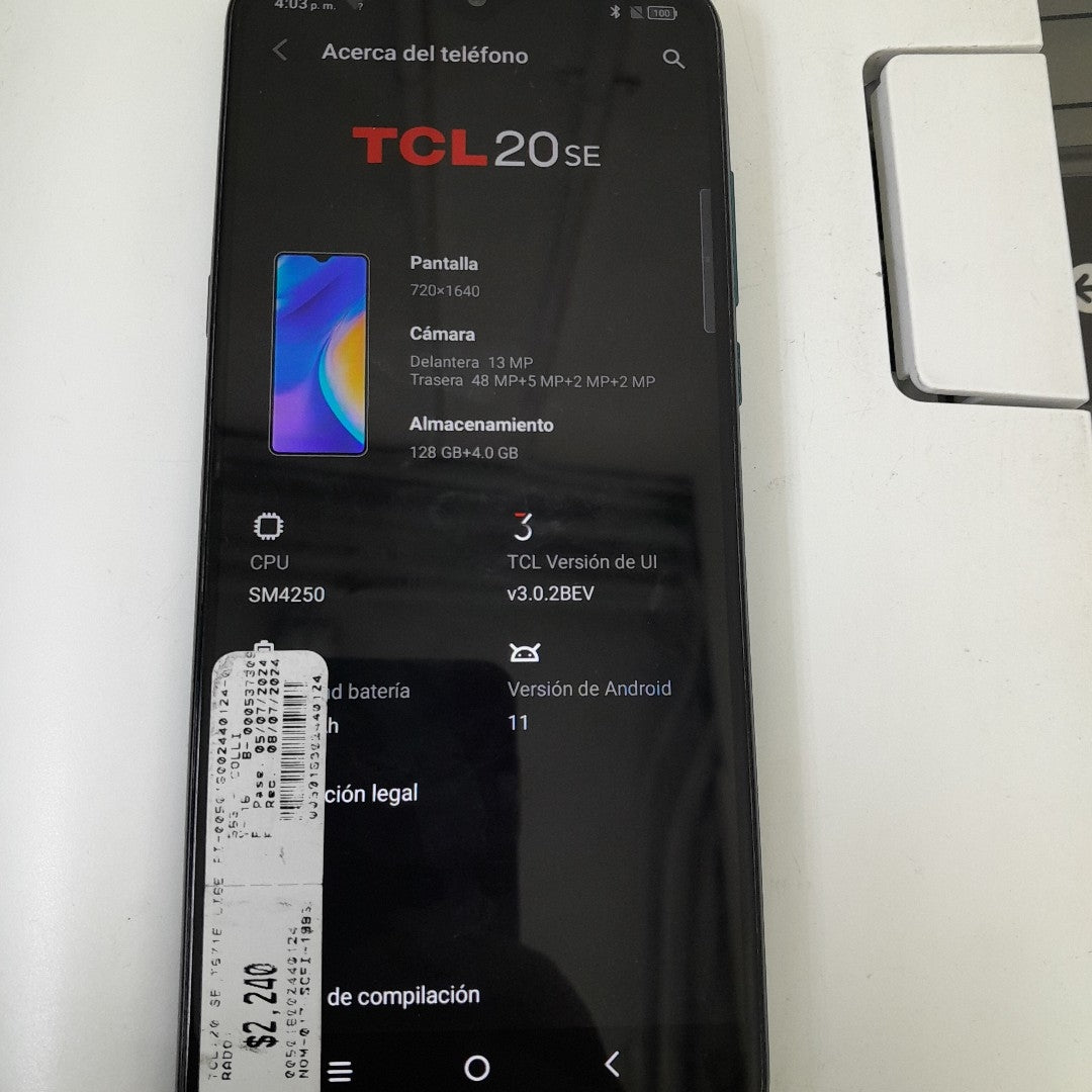CELULAR TCL 20 SE T671E 128 GB 4 GB RAM (SEMINUEVO)