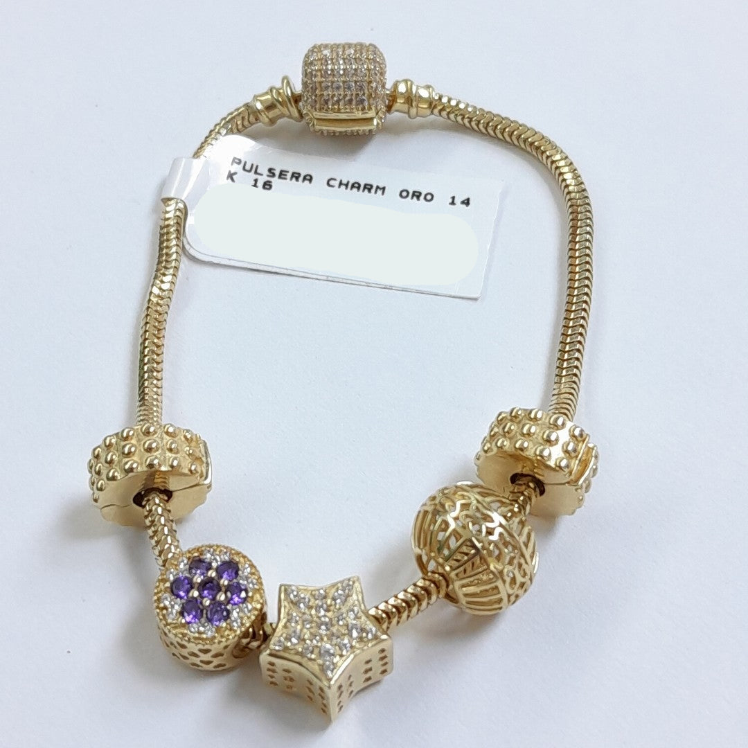 PULSERA CHARM ORO 14K 16 (NUEVO)