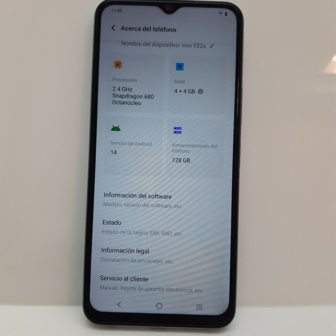 CELULAR VIVO Y22S V2206 128 GB 4 GB RAM