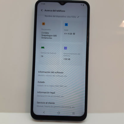 CELULAR VIVO Y22S V2206 128 GB 4 GB RAM (SEMINUEVO)