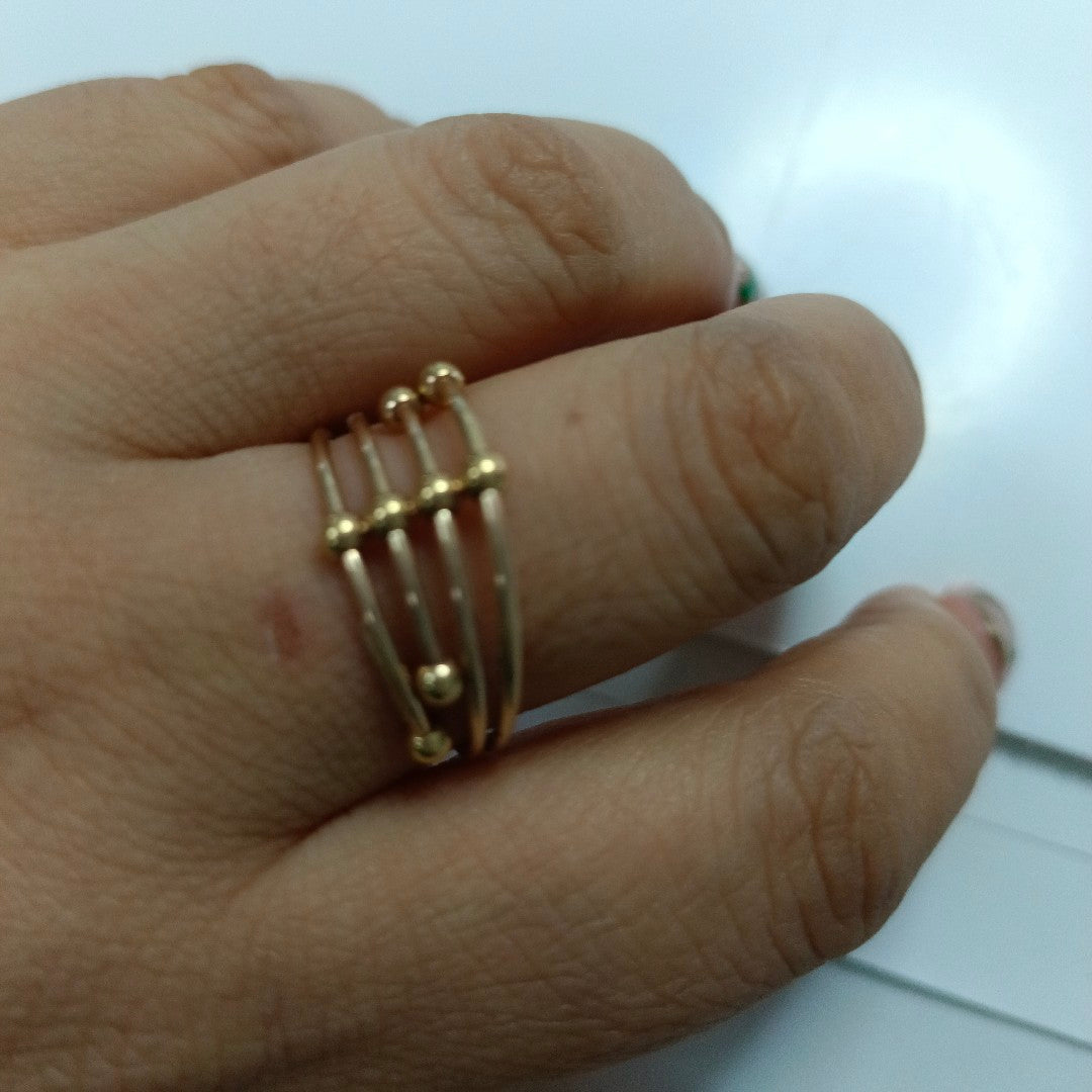 10023AND00075B3132 FRD12 ANILLO 4 HILOS CON BOLITAS ORO 14K 2.5GRS (NUEVO)