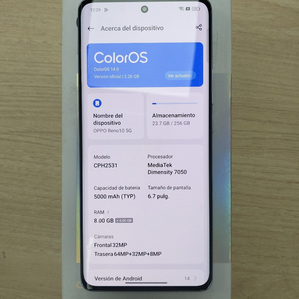 CELULAR OPPO  RENO10 5G CPH2531 (2023) 256 GB 8 GB RAM (SEMINUEVO)