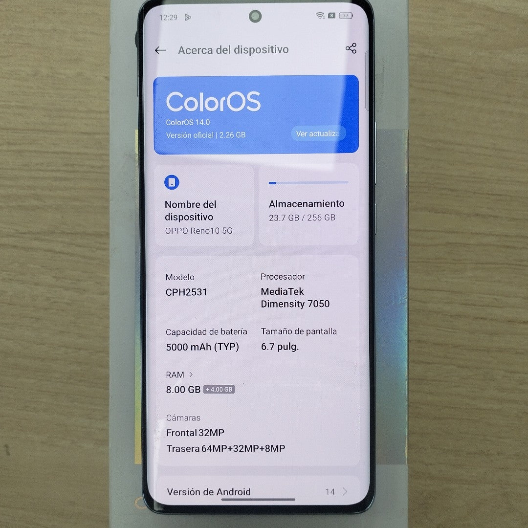 CELULAR OPPO  RENO10 5G CPH2531 (2023) 256 GB 8 GB RAM (SEMINUEVO)