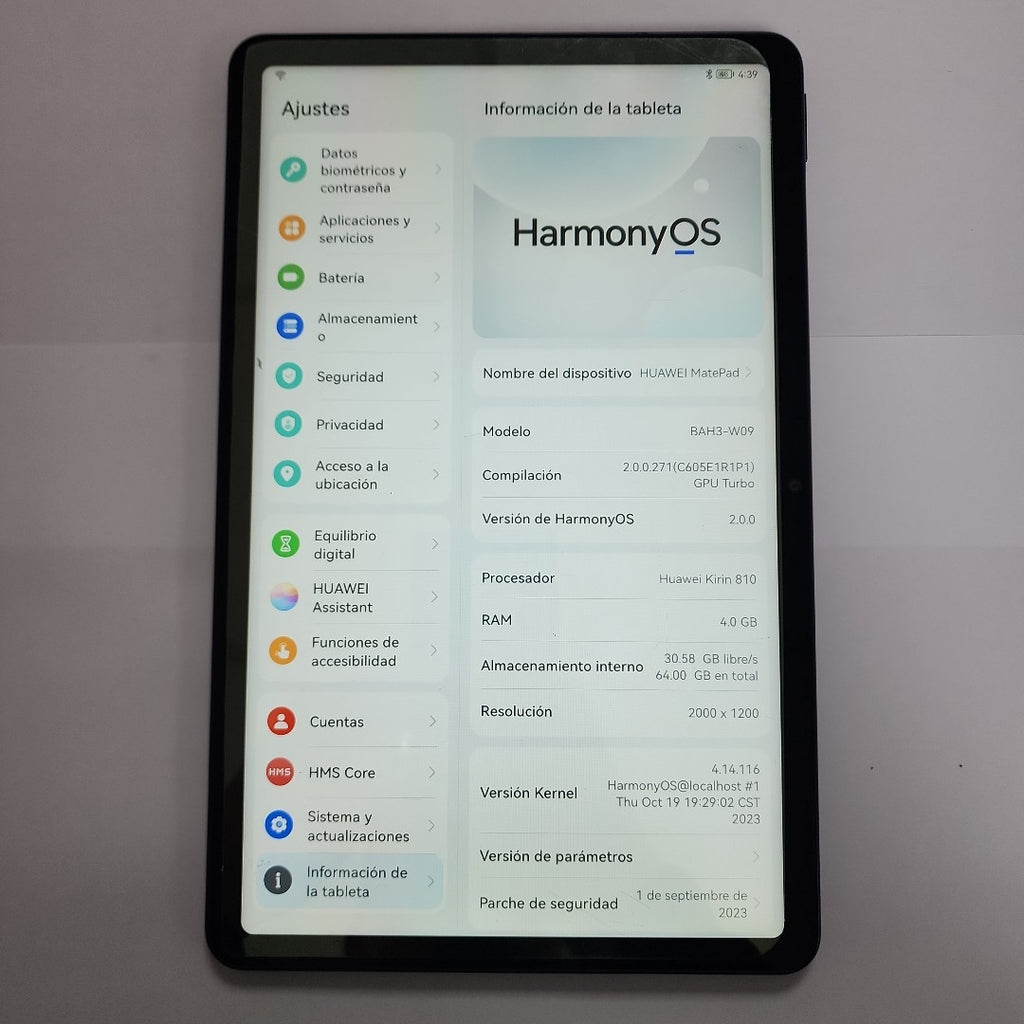TABLETA HUAWEI MATEPAD 10.4 BAH3-W09 64 GB 4 GB RAM (SEMINUEVO)