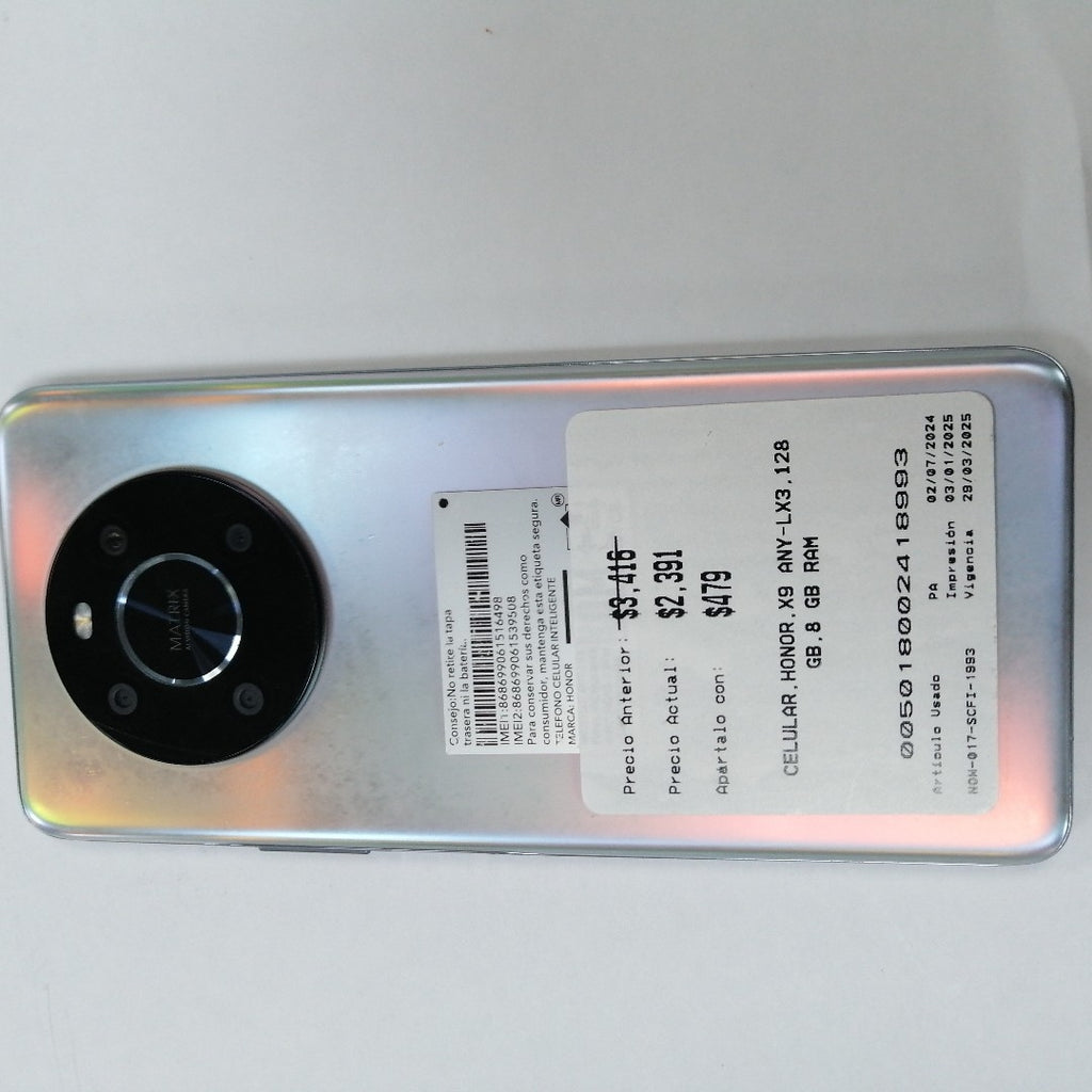 CELULAR HONOR X9 ANY-LX3 128 GB 8 GB RAM (SEMINUEVO)