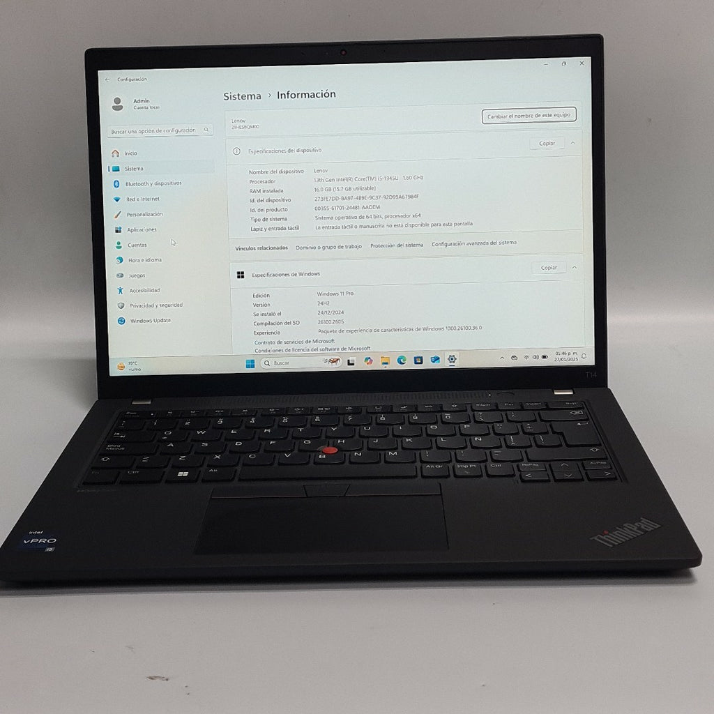 LAPTOP LENOVO THINKPAD T14 GEN 4 (2024) 512 GB SSD 16 GB RAM (SEMINUEVO)