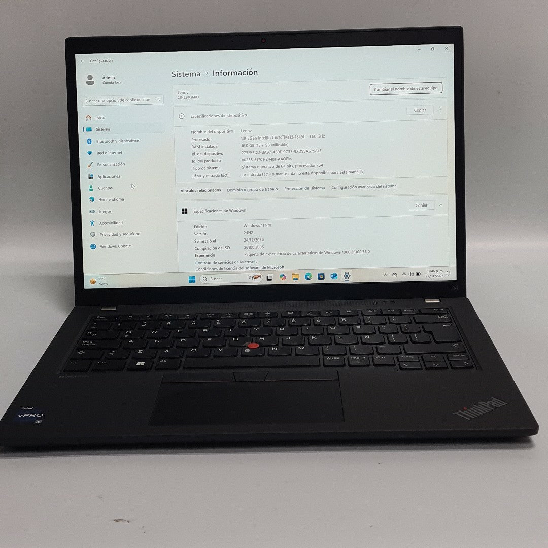 LAPTOP LENOVO THINKPAD T14 GEN 4 (2024) 512 GB SSD 16 GB RAM (SEMINUEVO)