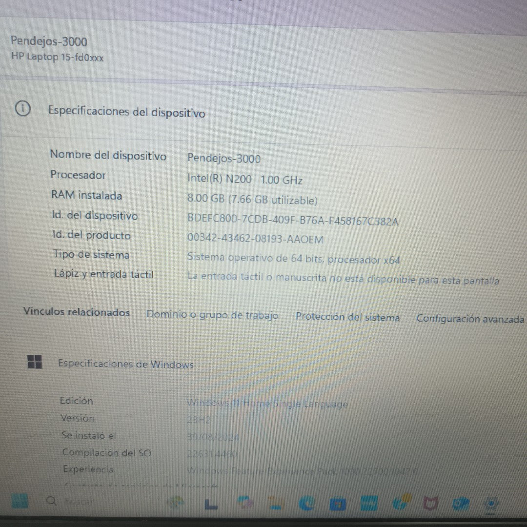 LAPTOP HP 15-FD0037LA  (2024) 512 GB SSD 8 GB RAM (SEMINUEVO)