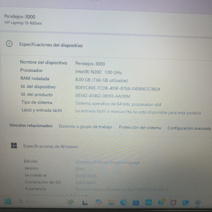 LAPTOP HP 15-FD0037LA  (2024) 512 GB SSD 8 GB RAM (SEMINUEVO)