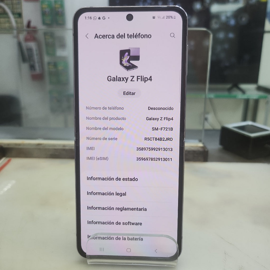 CELULAR SAMSUNG GALAXY Z FLIP4 SM-F721B 256 GB 8 GB RAM (SEMINUEVO)