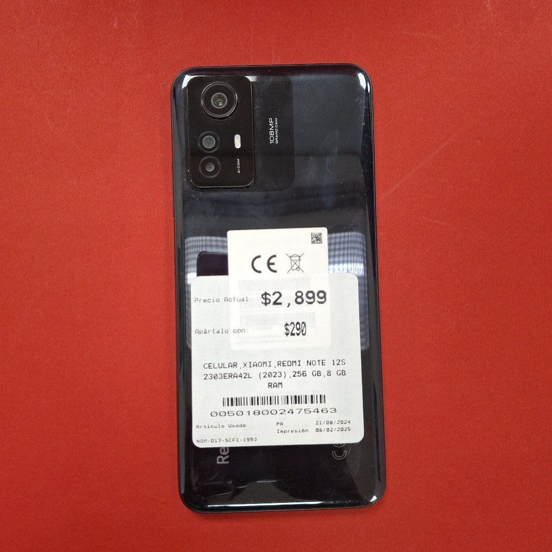 CELULAR XIAOMI REDMI NOTE 12S 2303ERA42L (2023) 256 GB 8 GB RAM (SEMINUEVO)