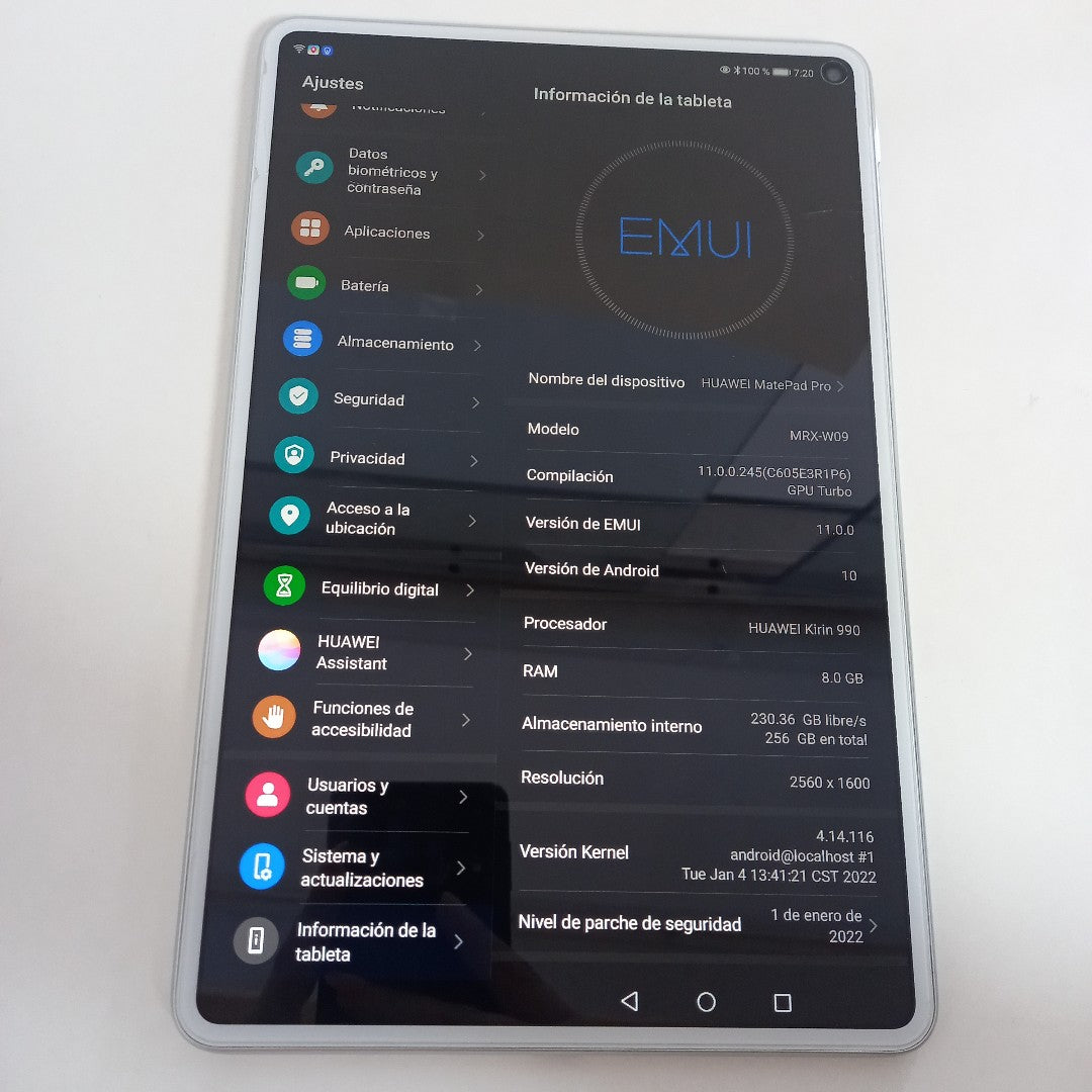 TABLETA HUAWEI MATEPAD PRO 10.8" MRX-W09 128 GB 6 GB RAM (SEMINUEVO)