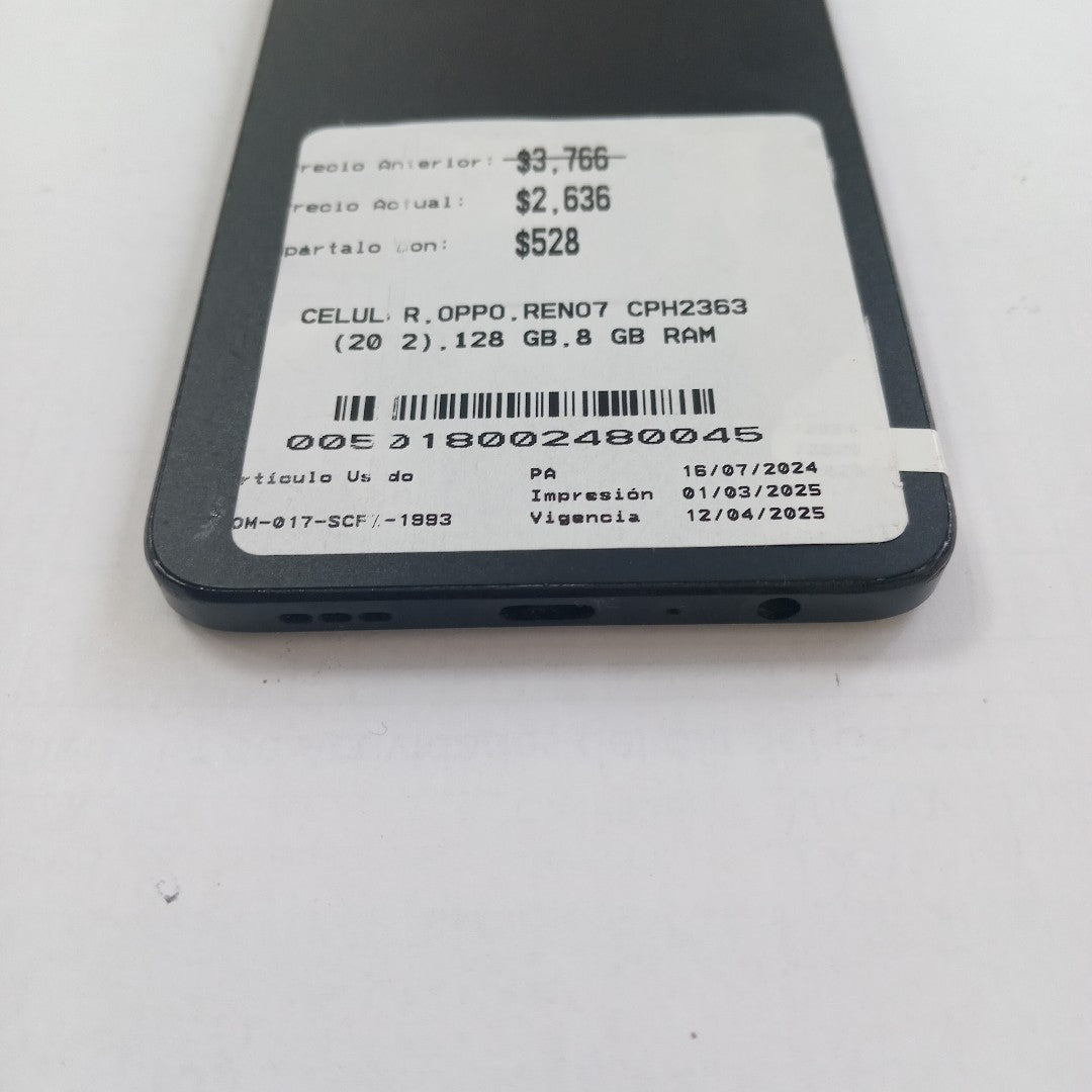 CELULAR OPPO  RENO7 CPH2363 (2022) 128 GB 8 GB RAM (SEMINUEVO)