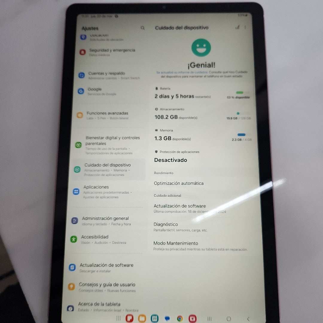 TABLETA SAMSUNG GALAXY TAB S6 LITE SM-P620 (2024) 128 GB 4 GB RAM (SEMINUEVO)