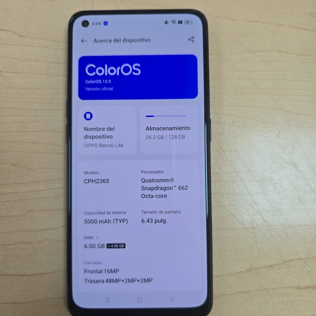 CELULAR OPPO  RENO6 LITE CPH2365 128 GB 6 GB RAM (SEMINUEVO)