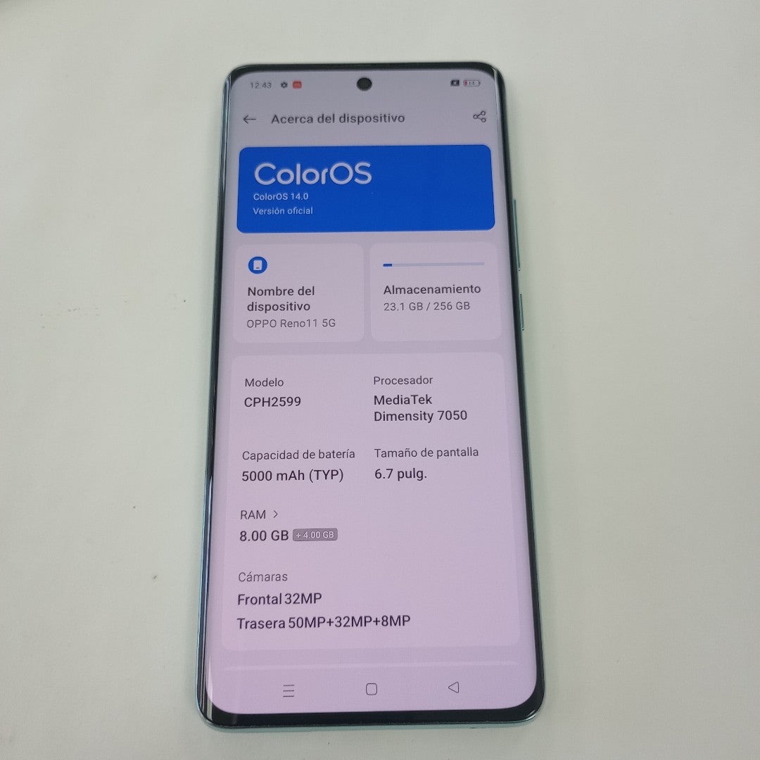 CELULAR OPPO  RENO11 5G CPH2599 (2024) 256 GB 8 GB RAM (SEMINUEVO)
