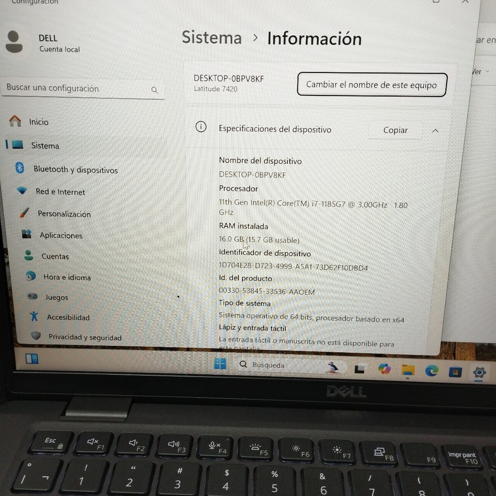 LAPTOP DELL LATITUDE 7420 (2023) 256 GB SSD 16 GB RAM (SEMINUEVO)