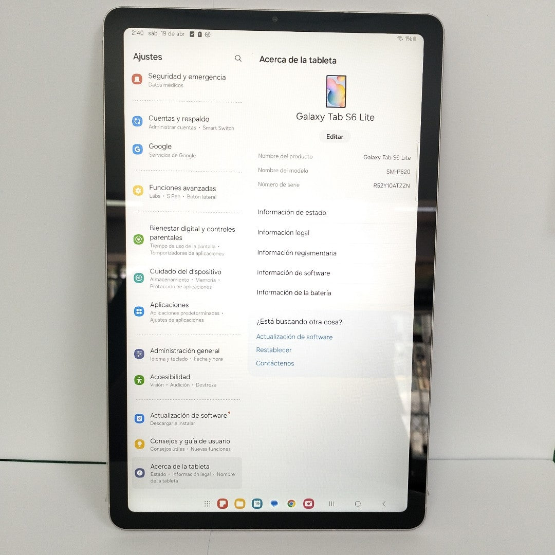 TABLETA SAMSUNG GALAXY TAB S6 LITE SM-P620 (2024) 128 GB 4 GB RAM (SEMINUEVO)
