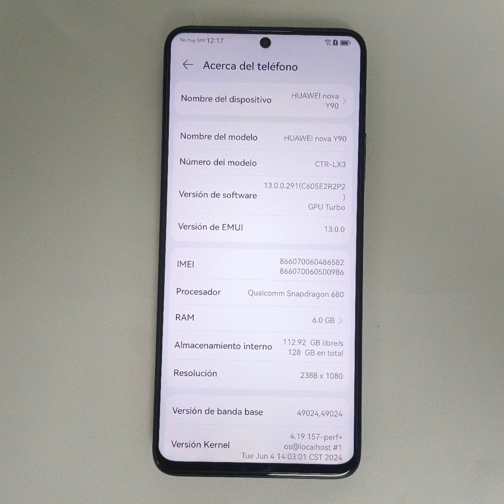 CELULAR HUAWEI NOVA Y90 CTR-LX3 128 GB 6 GB RAM (SEMINUEVO)