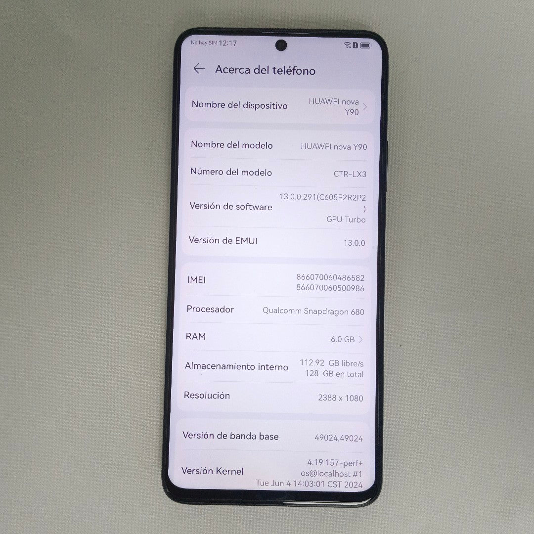 CELULAR HUAWEI NOVA Y90 CTR-LX3 128 GB 6 GB RAM (SEMINUEVO)