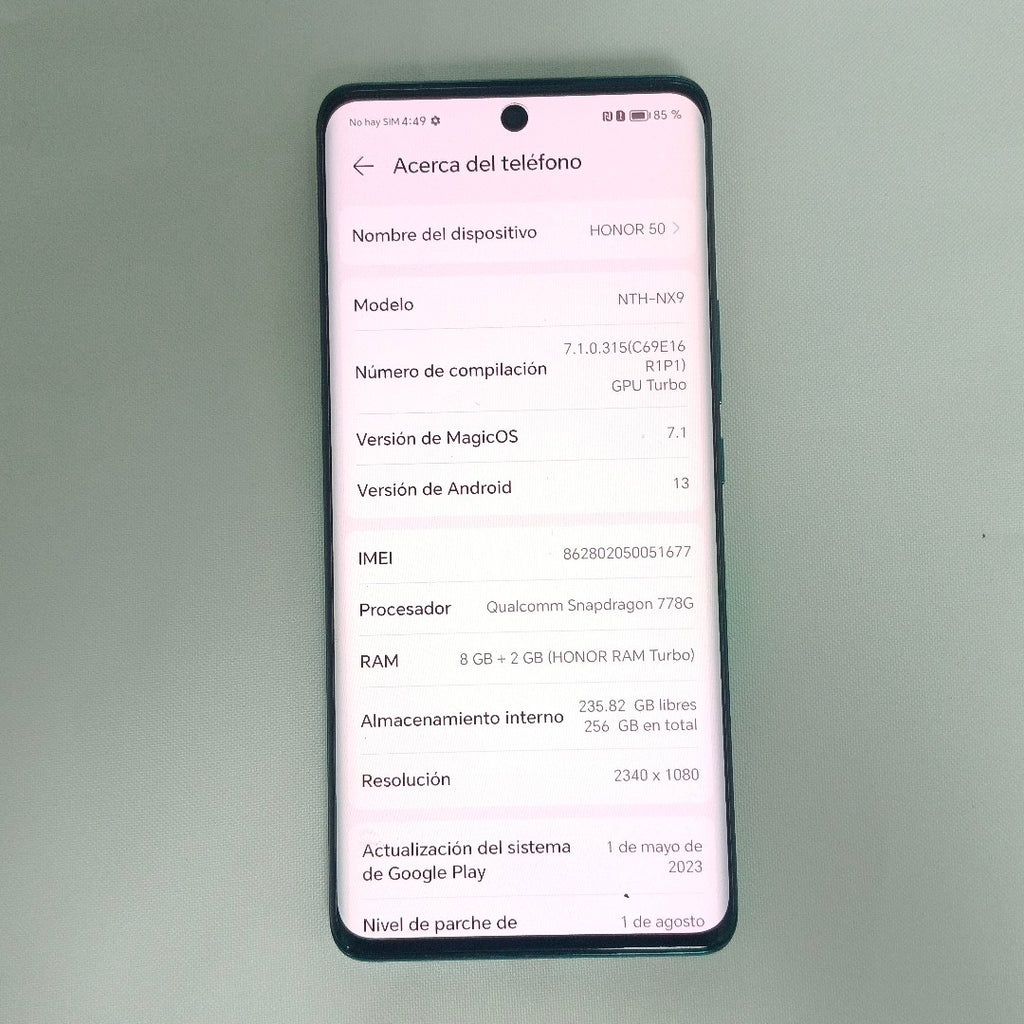 CELULAR HONOR 50 NTH-NX9 256 GB 8 GB RAM (SEMINUEVO)