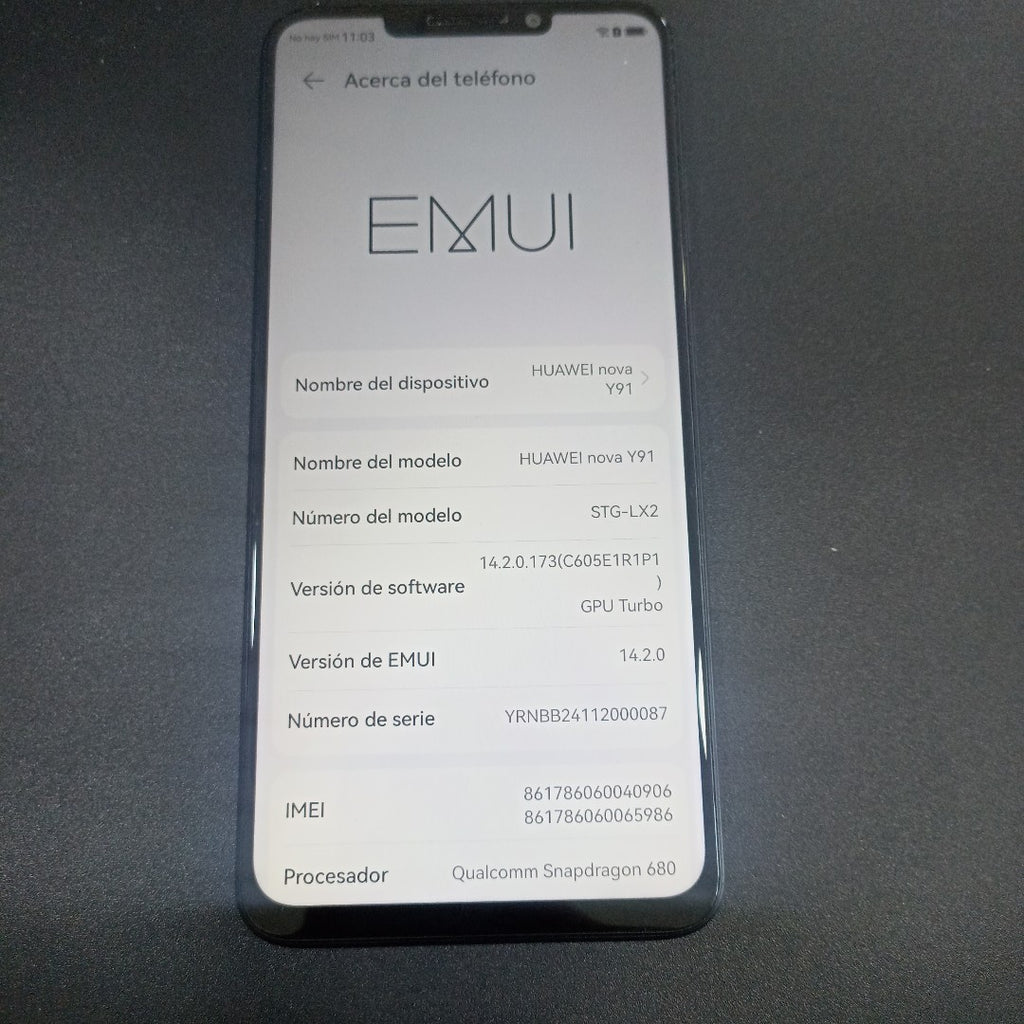 CELULAR HUAWEI NOVA Y91 STG-LX2 128 GB 8 GB RAM (SEMINUEVO)