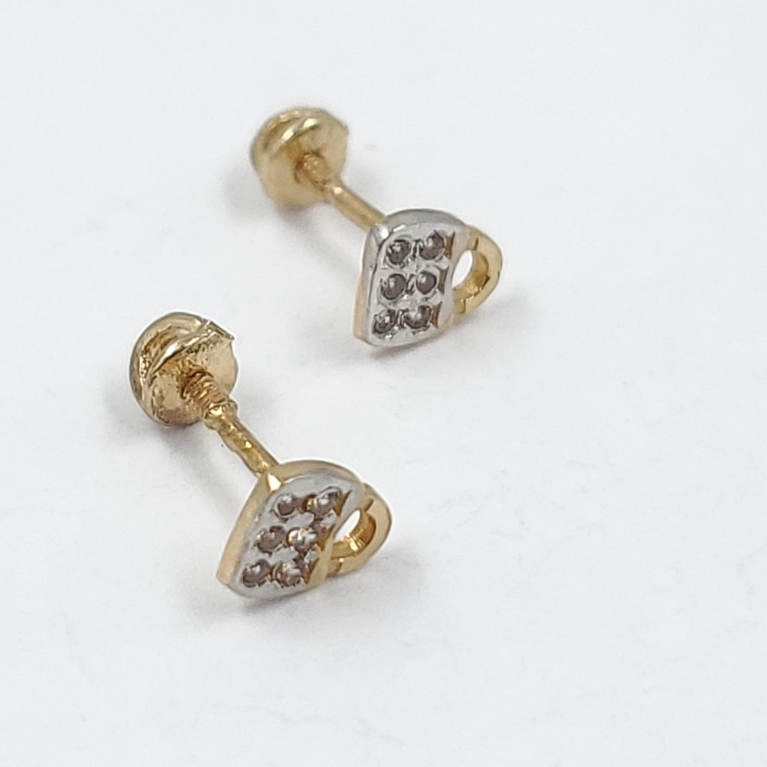 Broqueles para Dama Oro amarillo 14 K "Candado" con Circonias (nuevo)