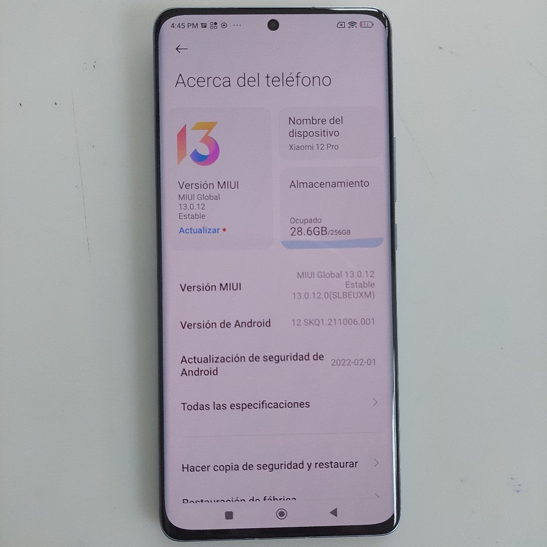 CELULAR XIAOMI 12 PRO 2201122G (2022) 256 GB 12 GB RAM (SEMINUEVO)