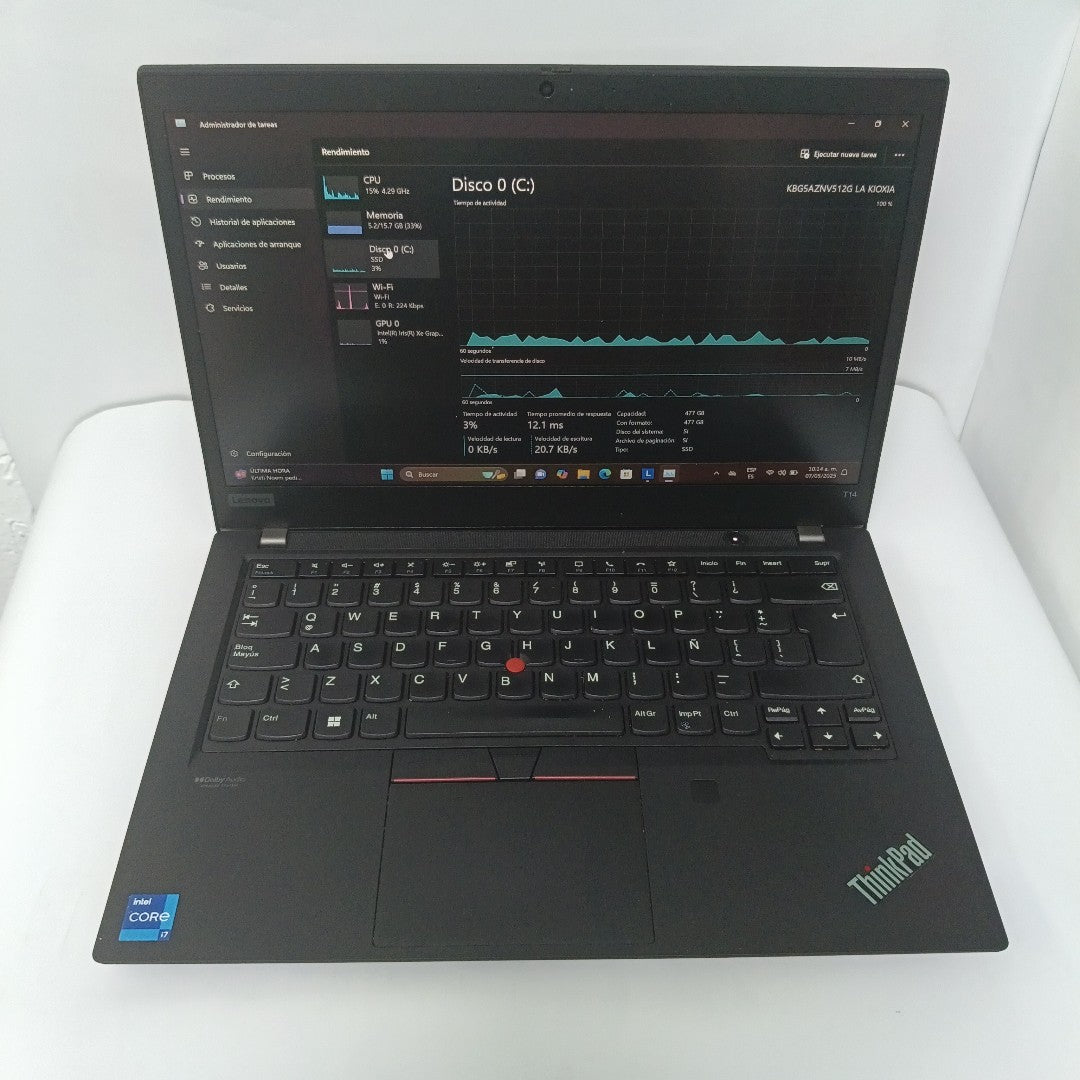 LAPTOP LENOVO THINKPAD T14 GEN 2 (2022) 512 GB SSD 16 GB RAM (SEMINUEVO)