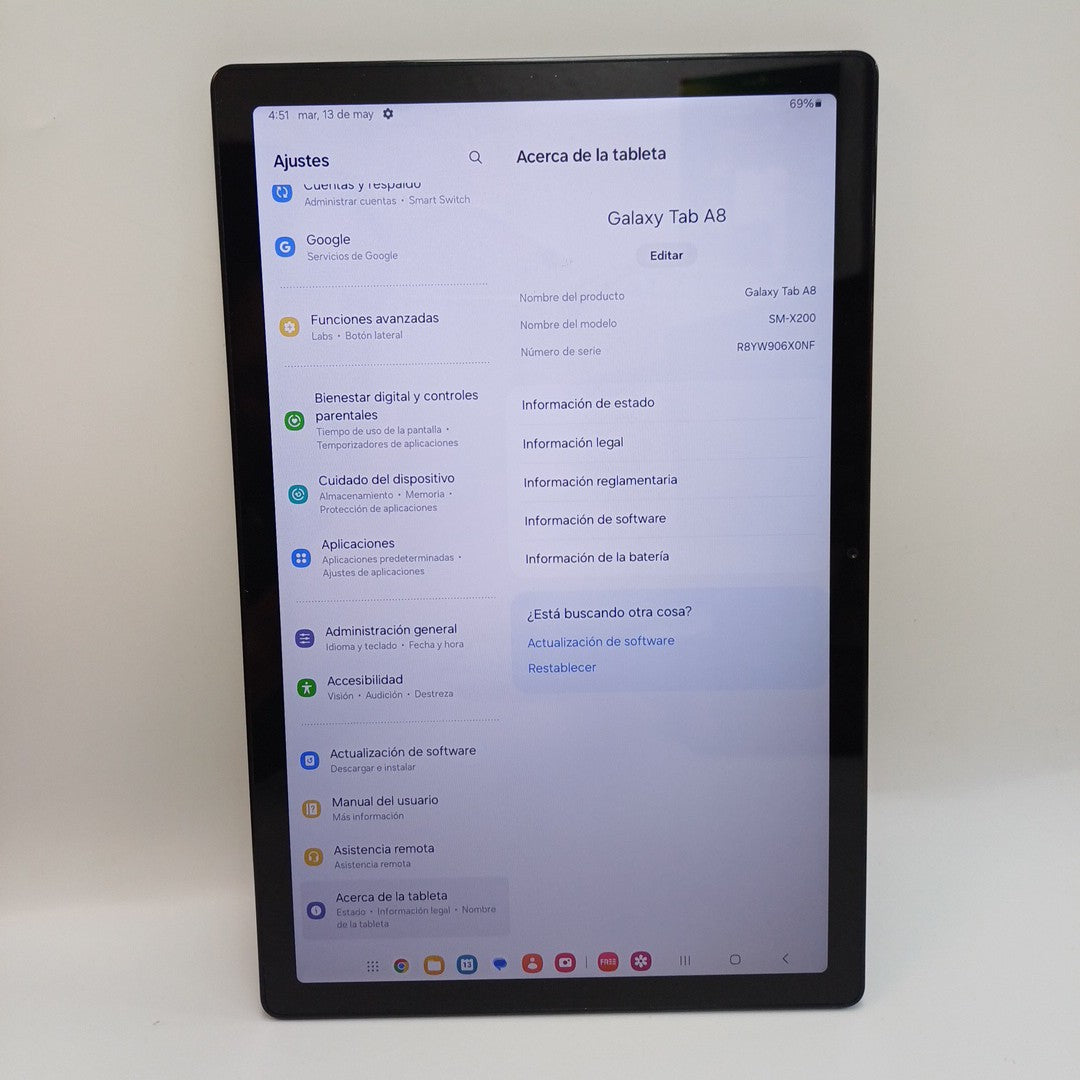 TABLETA SAMSUNG GALAXY TAB A8 SM-X200 64 GB 4 GB RAM (SEMINUEVO)