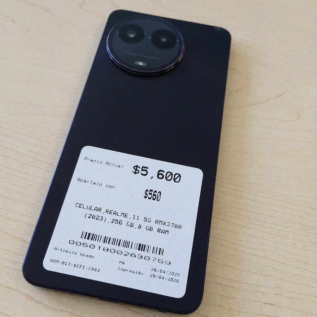 CELULAR REALME 11 5G RMX3780 (2023) 256 GB 8 GB RAM (SEMINUEVO)