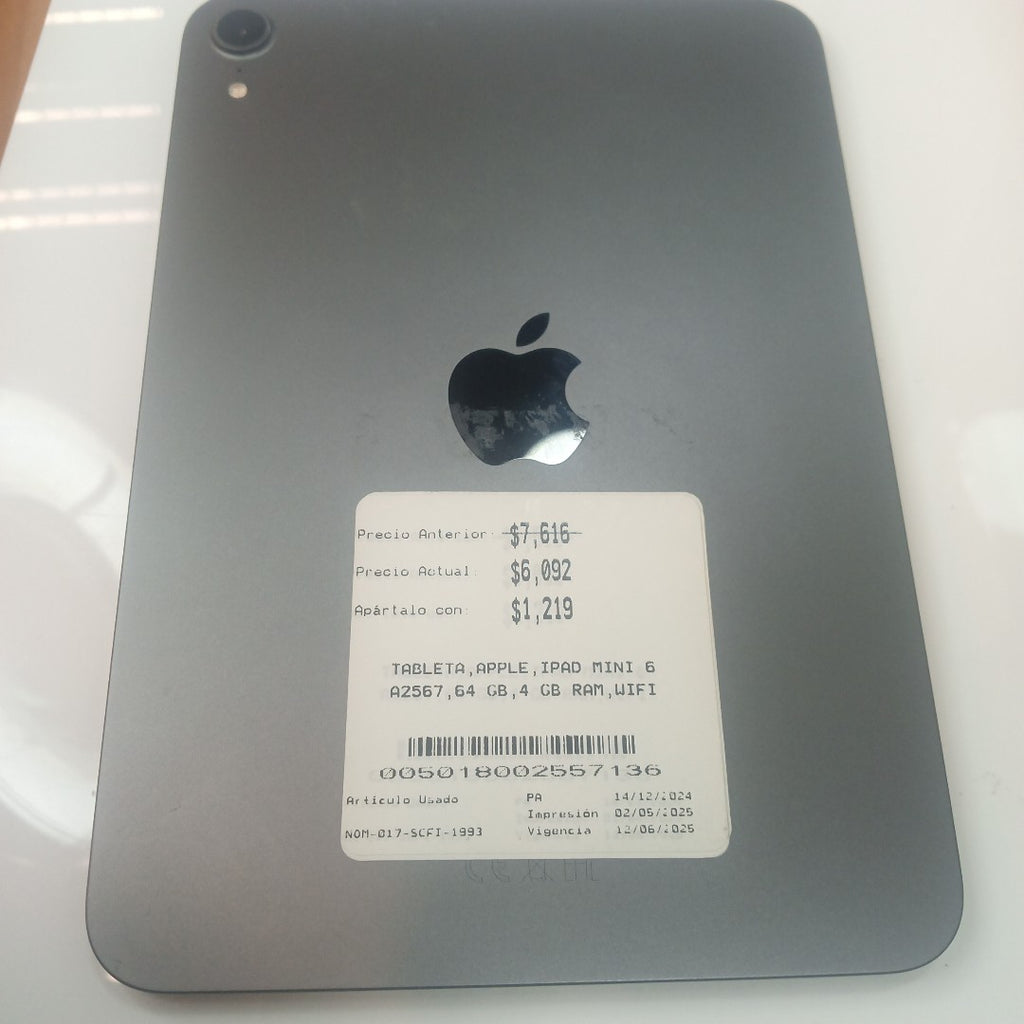 TABLETA APPLE IPAD MINI 6 A2567 64 GB 4 GB RAM (SEMINUEVO)