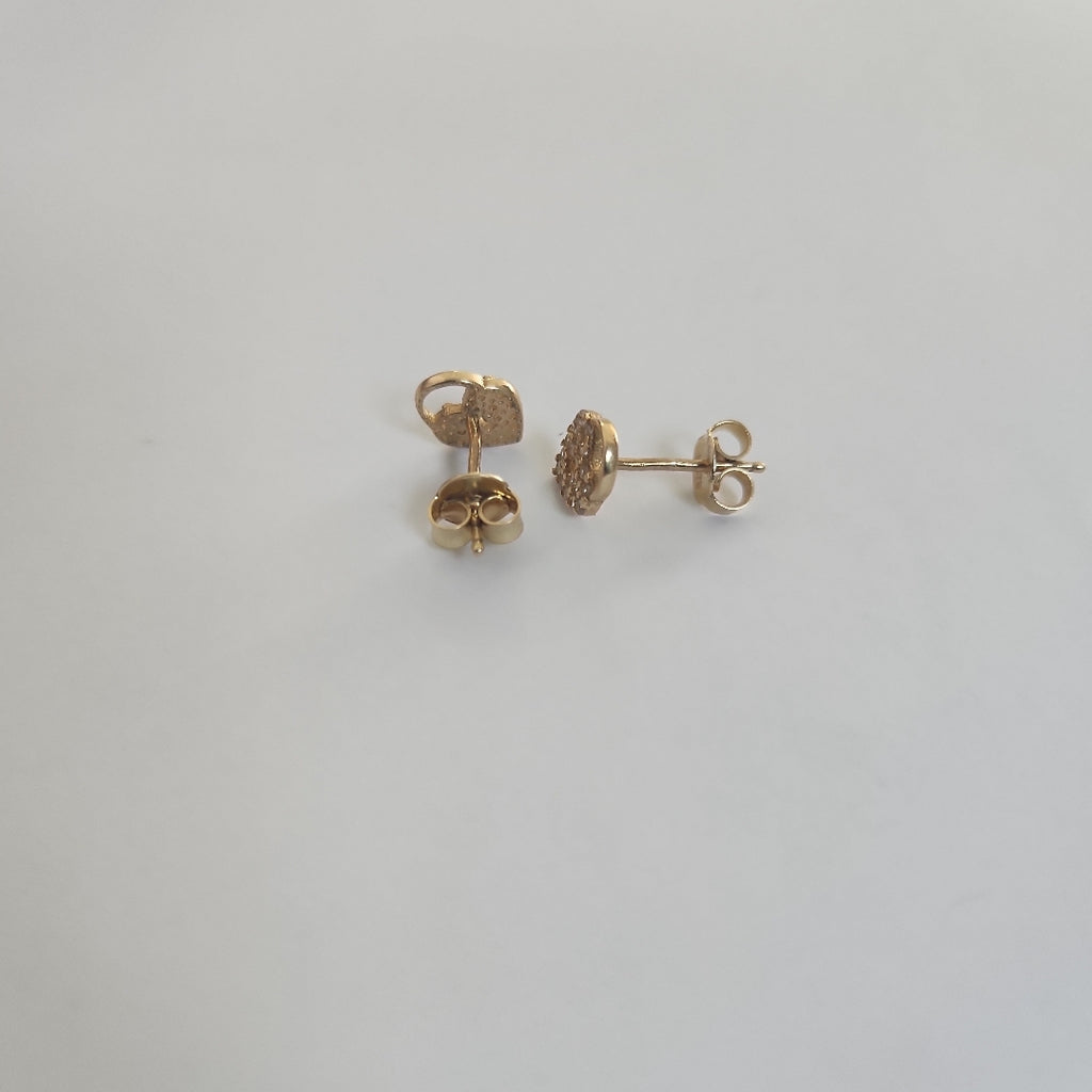 10080BRO00000B1281 FRD7 BROQUEL DE CORAZON CANDADO CON CIRCONIAS ORO 14K 1.2GRS (NUEVO)