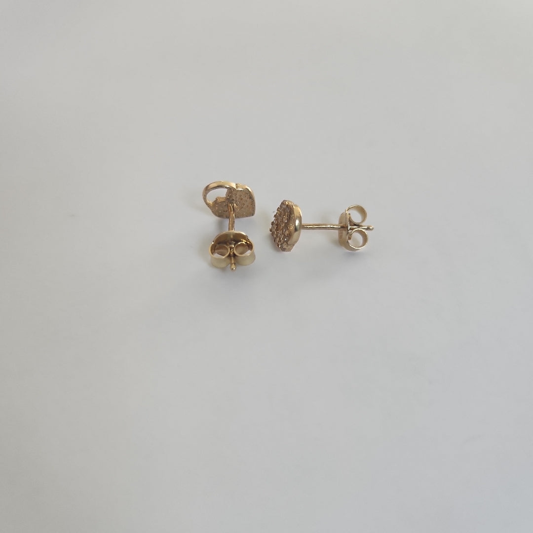 10080BRO00000B1281 FRD7 BROQUEL DE CORAZON CANDADO CON CIRCONIAS ORO 14K 1.2GRS (NUEVO)