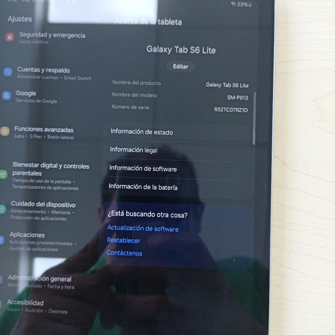 TABLETA SAMSUNG GALAXY TAB S6 LITE SM-P613 128 GB 4 GB RAM (SEMINUEVO)