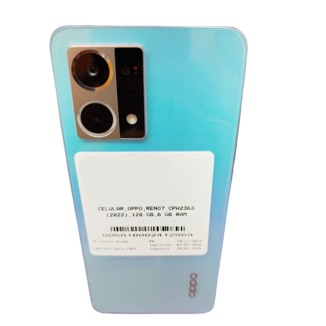 CELULAR OPPO  RENO7 CPH2363 (2022) 128 GB 6 GB RAM (SEMINUEVO)