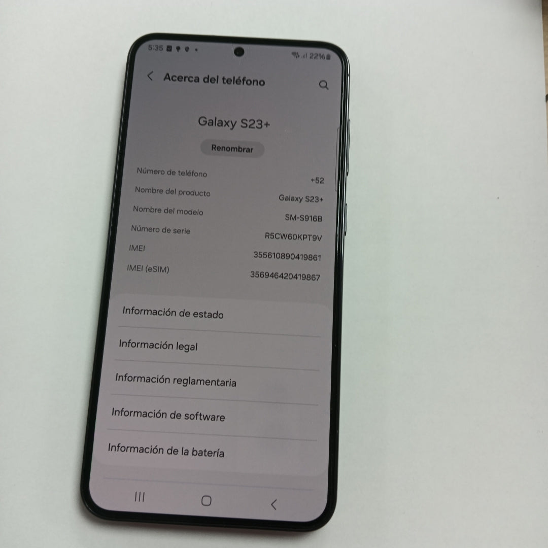 CELULAR SAMSUNG GALAXY S23+ SM-S916B 256 GB 8 GB RAM (SEMINUEVO)