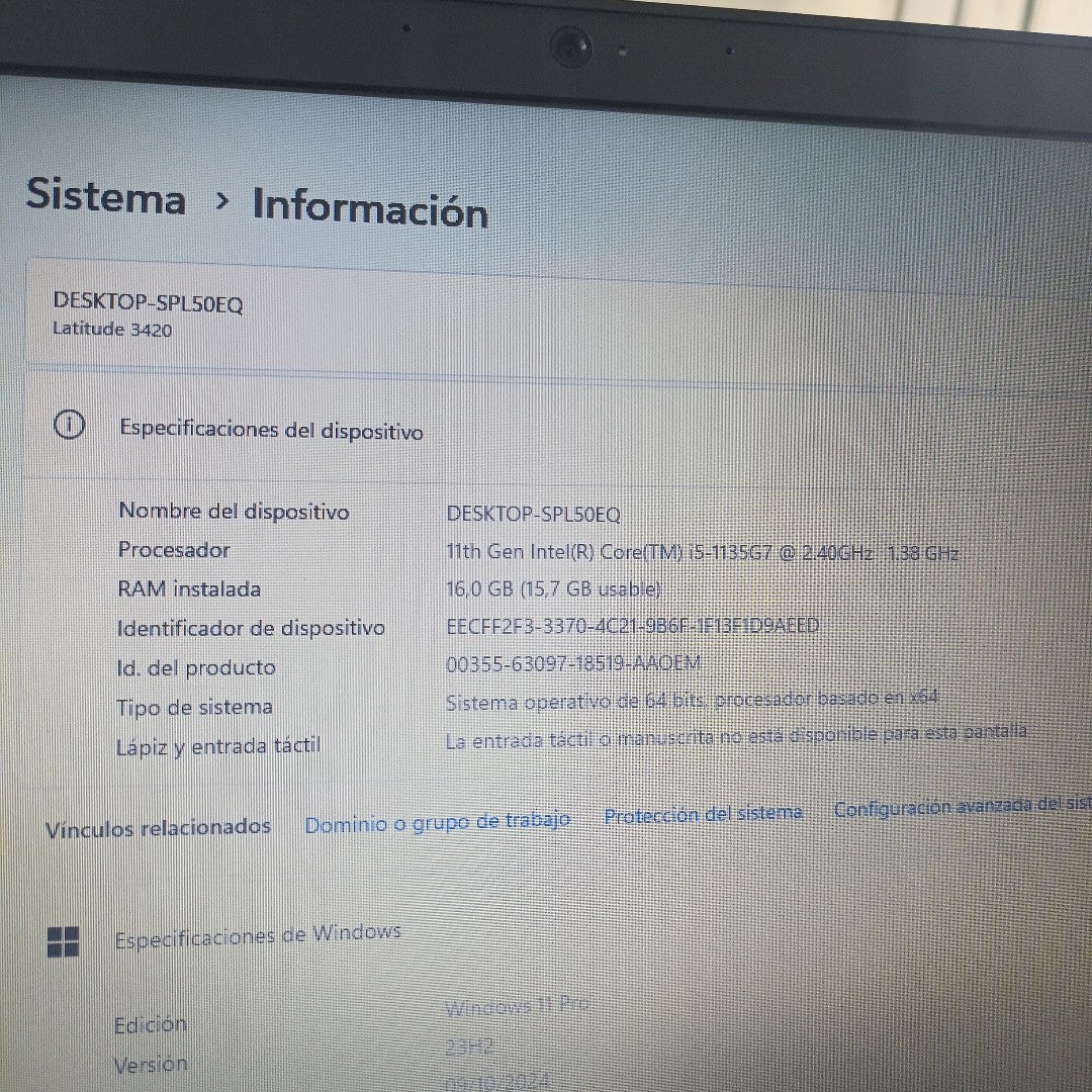 LAPTOP DELL LATITUDE 3420 (2021) 512 GB SSD 16 GB RAM (SEMINUEVO)