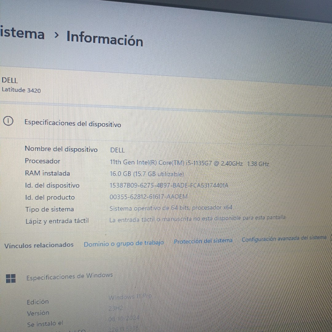 LAPTOP DELL LATITUDE 3420 (2022) 256 GB SSD 16 GB RAM (SEMINUEVO)