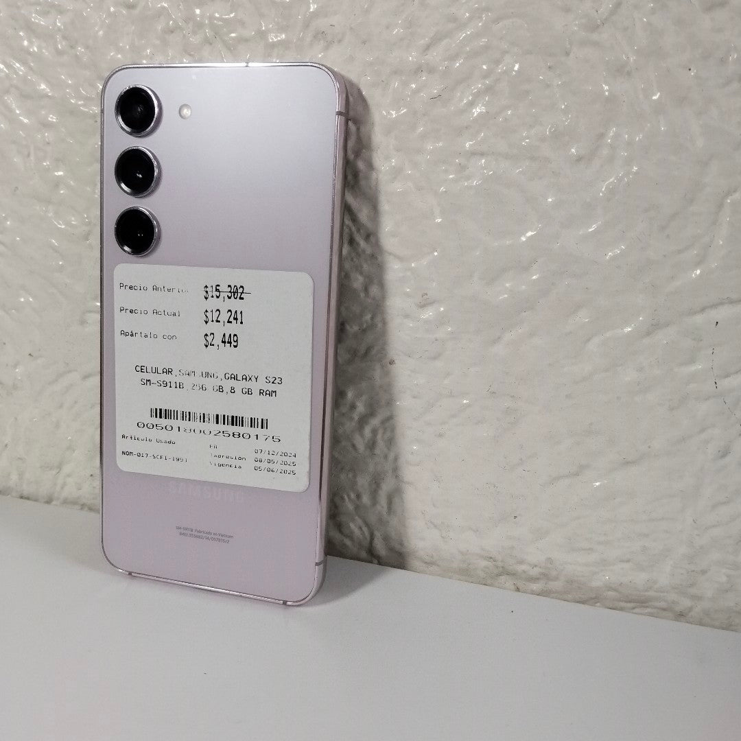CELULAR SAMSUNG GALAXY S23 SM-S911B 256 GB 8 GB RAM (SEMINUEVO)