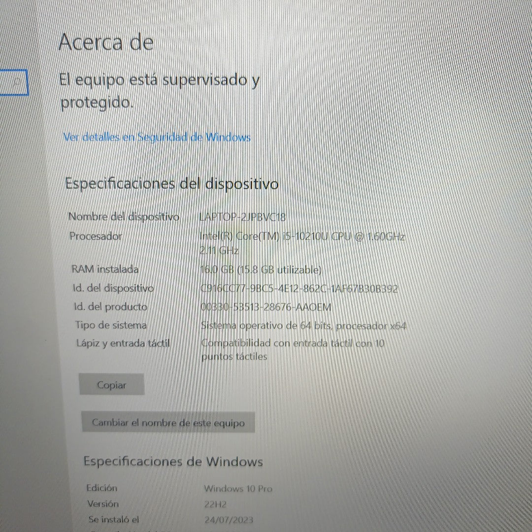 LAPTOP LENOVO THINKPAD P15V GEN 1 (2020) 256 GB SSD 16 GB RAM (SEMINUEVO)